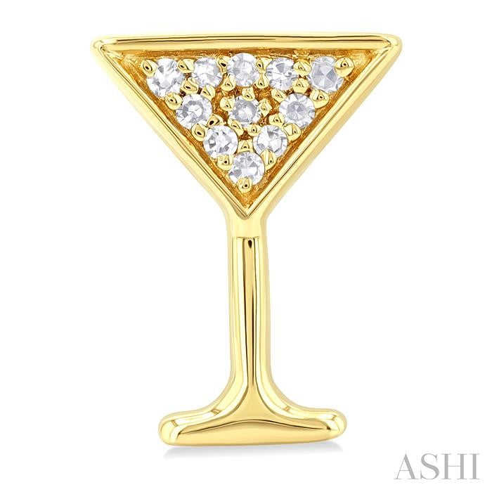 1/10 Ctw Petite Martini Glass Round Cut Diamond Fashion Stud Earrings in 10K Yellow Gold