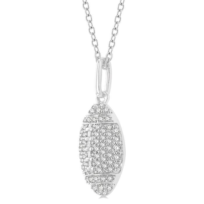 1/4 Ctw Petite Football Round Cut Diamond Fashion Pendant With Chain in 10K White Gold