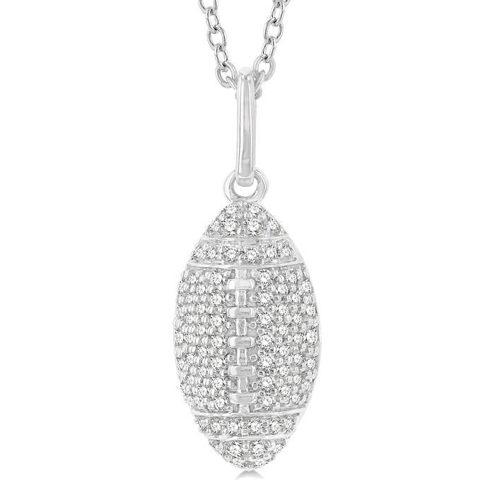 1/4 Ctw Petite Football Round Cut Diamond Fashion Pendant With Chain in 10K White Gold