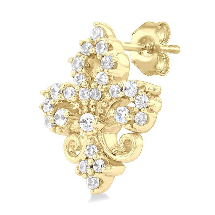 Fleur De Lis Petite Diamond Fashion Earrings