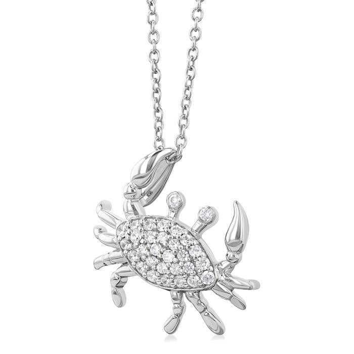 1/6 Ctw Petite Slanted Crab Round Cut Diamond Fashion Pendant With Chain in 10K White Gold