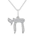 1/10 Ctw Round Cut Diamond Chai Petite Pendant in 10K White Gold with Chain