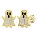 1/6 Ctw Petite Ghost Round Cut Diamond Fashion Earrings in 10K Yellow Gold