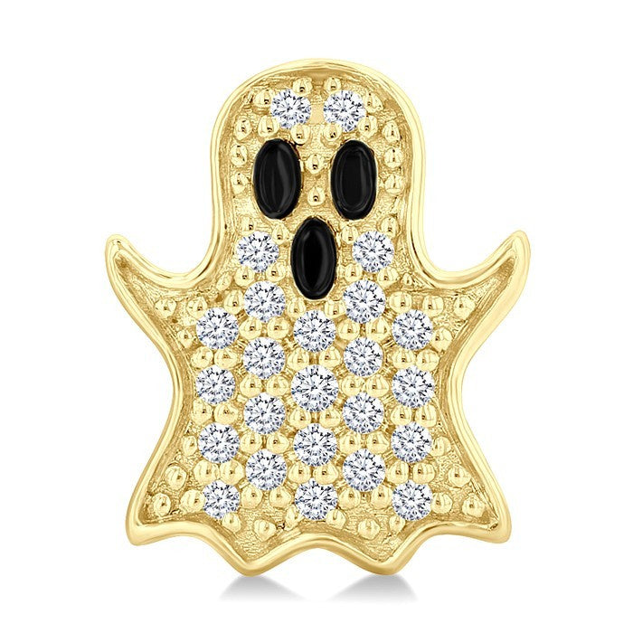 1/6 Ctw Petite Ghost Round Cut Diamond Fashion Earrings in 10K Yellow Gold