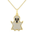 1/6 Ctw Petite Ghost Round Cut Diamond Fashion Pendant With Chain in 10K Yellow Gold