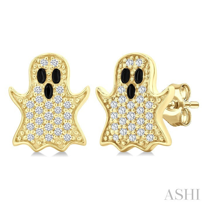 1/6 Ctw Petite Ghost Round Cut Diamond Fashion Earrings in 10K Yellow Gold