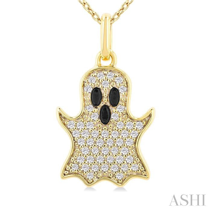 1/6 Ctw Petite Ghost Round Cut Diamond Fashion Pendant With Chain in 10K Yellow Gold