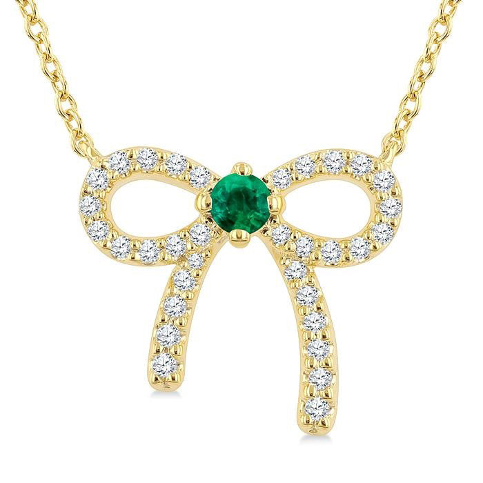 Aurora Bow Petite Gemstone Diamond Fashion Pendant