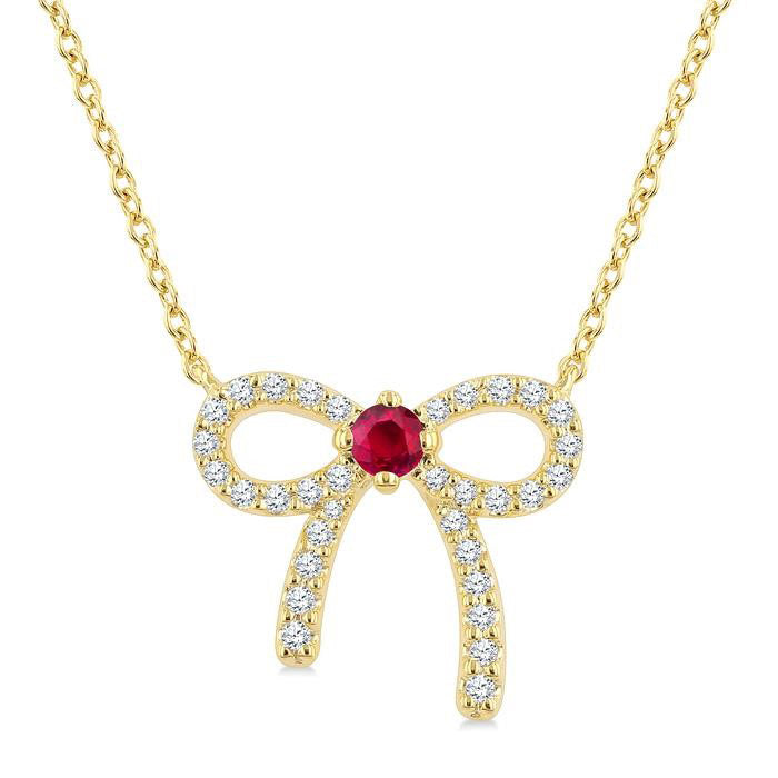 Luna Bow Petite Gemstone Diamond Fashion Pendant