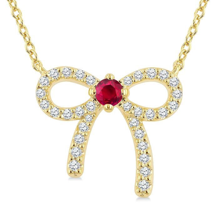 Luna Bow Petite Gemstone Diamond Fashion Pendant