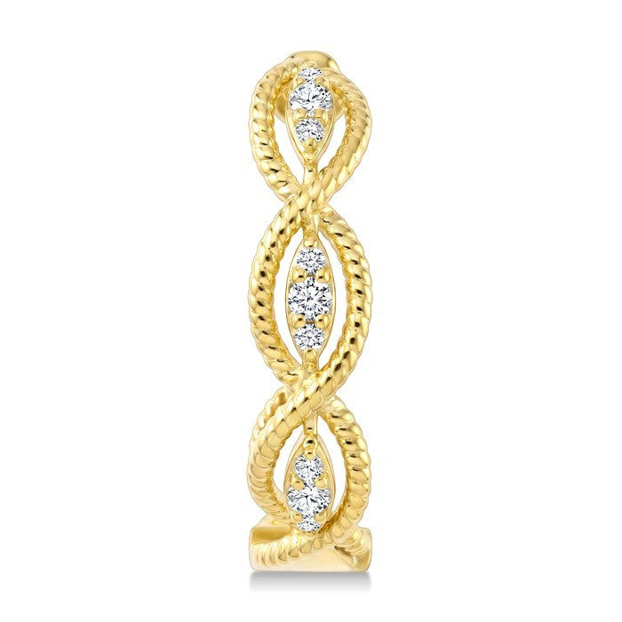 1/5 Ctw Round Cut Diamond Petite Swirl Pattern Fashion Huggie Earrings in 10K Yellow Gold