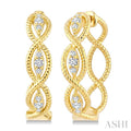 1/5 Ctw Round Cut Diamond Petite Swirl Pattern Fashion Huggie Earrings in 10K Yellow Gold