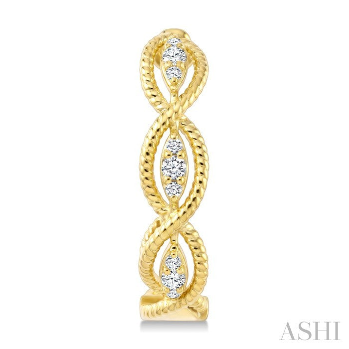 1/5 Ctw Round Cut Diamond Petite Swirl Pattern Fashion Huggie Earrings in 10K Yellow Gold