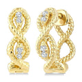1/20 Ctw Petite Swirl Pattern Round Cut Diamond Fashion Huggie Earrings in 10K Yellow Gold