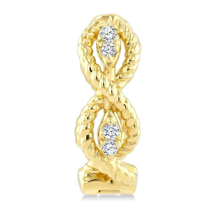 1/20 Ctw Petite Swirl Pattern Round Cut Diamond Fashion Huggie Earrings in 10K Yellow Gold