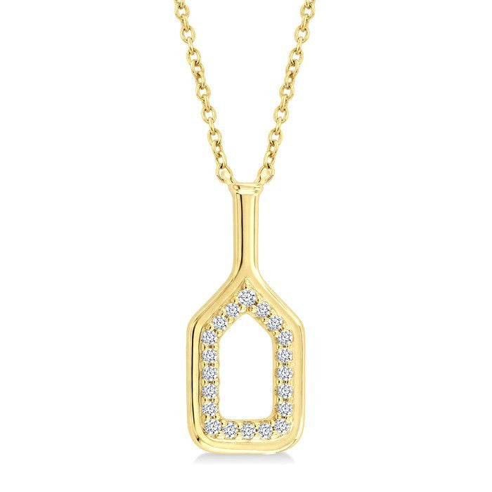 1/10 Ctw Round Cut Diamond Petite Pickleball Fashion Pendant With Chain in 10K Yellow Gold