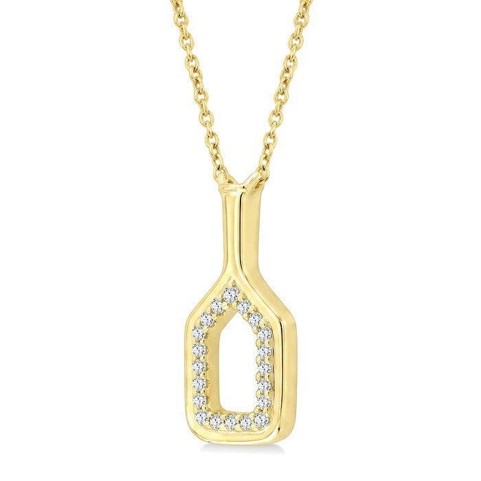 1/10 Ctw Round Cut Diamond Petite Pickleball Fashion Pendant With Chain in 10K Yellow Gold