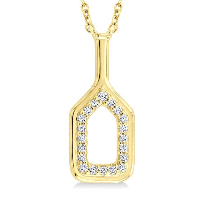 1/10 Ctw Round Cut Diamond Petite Pickleball Fashion Pendant With Chain in 10K Yellow Gold