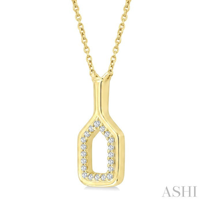1/10 Ctw Round Cut Diamond Petite Pickleball Fashion Pendant With Chain in 10K Yellow Gold