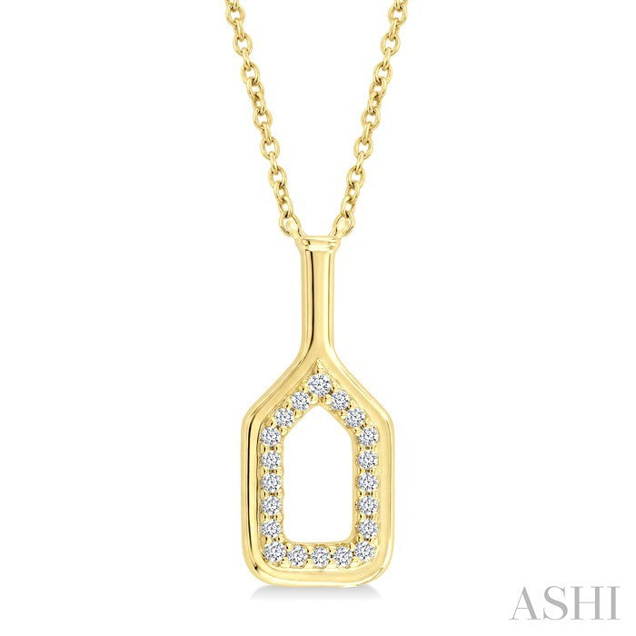 1/10 Ctw Round Cut Diamond Petite Pickleball Fashion Pendant With Chain in 10K Yellow Gold