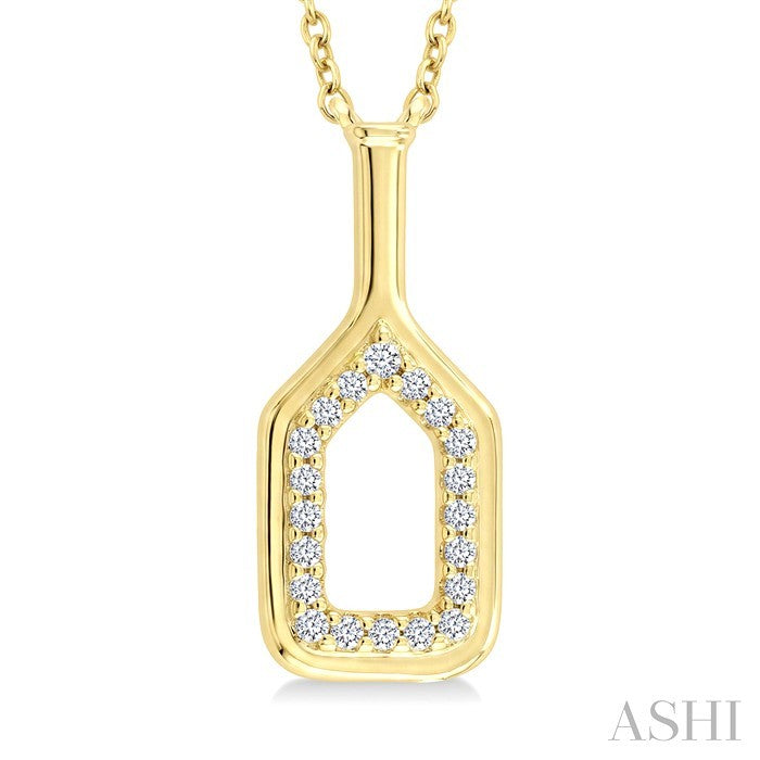 1/10 Ctw Round Cut Diamond Petite Pickleball Fashion Pendant With Chain in 10K Yellow Gold
