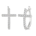 1/4 Ctw Round Cut Diamond Cross Earrings in 10K White Gold