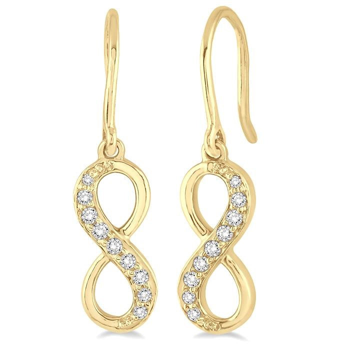 1/6 Ctw Round Cut Diamond Infinity Petite Earrings in 14K Yellow Gold
