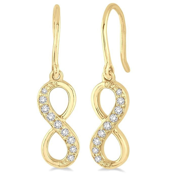 1/6 Ctw Round Cut Diamond Infinity Petite Earrings in 14K Yellow Gold