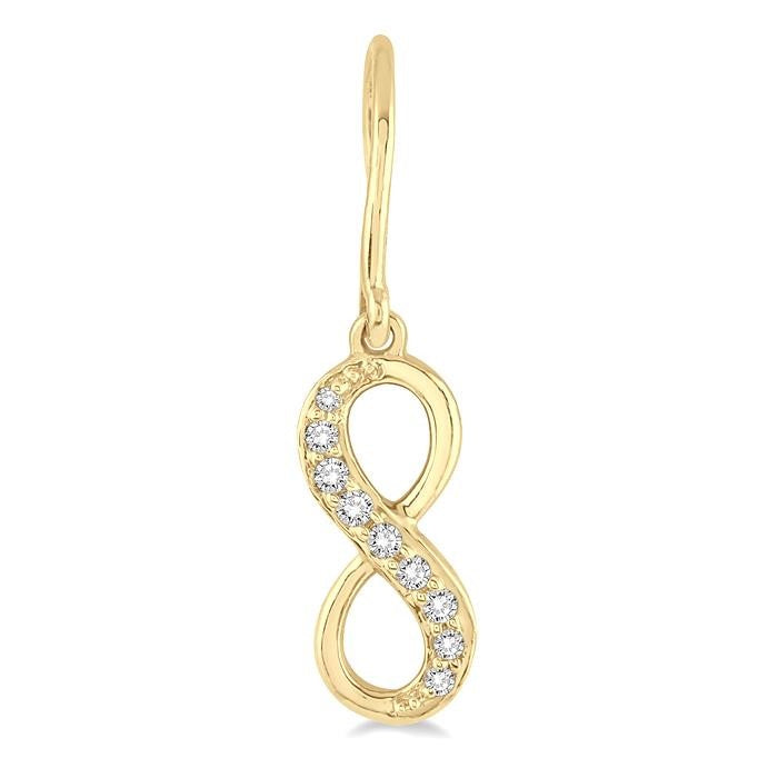 1/6 Ctw Round Cut Diamond Infinity Petite Earrings in 14K Yellow Gold