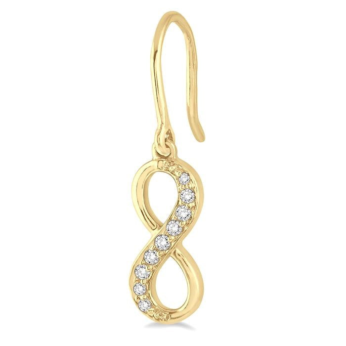 1/6 Ctw Round Cut Diamond Infinity Petite Earrings in 14K Yellow Gold