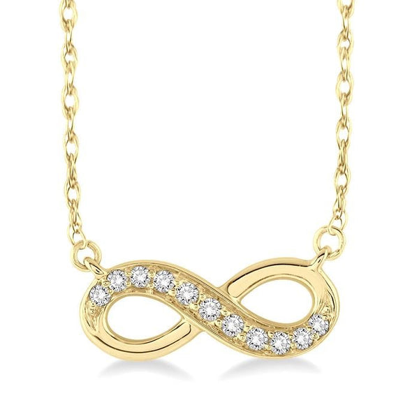 1/6 Ctw Round Cut Diamond Infinity Petite Pendant in 14K Yellow Gold with Chain