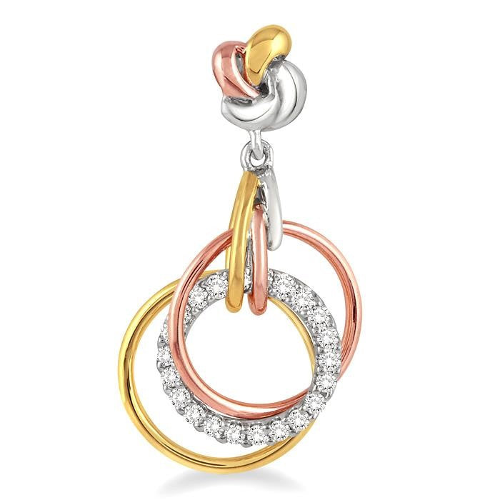1/3 Ctw Round Cut Diamond Earrings in 14K Tri Color Gold