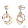 1/3 Ctw Round Cut Diamond Earrings in 14K Tri Color Gold