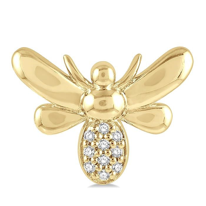 1/20 Ctw Bumble Bee Round Cut Diamond Petite Fashion Earrings in 10K Yellow Gold