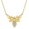 1/20 Ctw Bumble Bee Round Cut Diamond Petite Fashion Pendant With Chain in 10K Yellow Gold