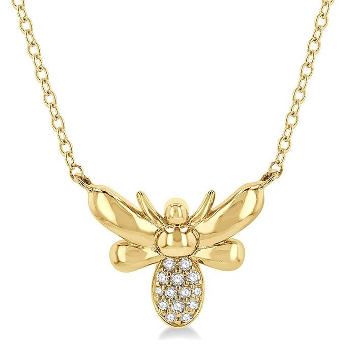 1/20 Ctw Bumble Bee Round Cut Diamond Petite Fashion Pendant With Chain in 10K Yellow Gold