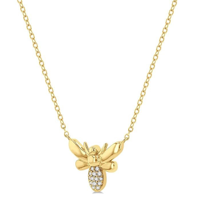 1/20 Ctw Bumble Bee Round Cut Diamond Petite Fashion Pendant With Chain in 10K Yellow Gold