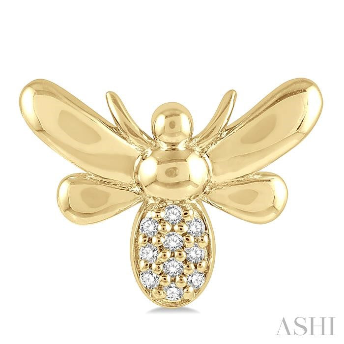 1/20 Ctw Bumble Bee Round Cut Diamond Petite Fashion Earrings in 10K Yellow Gold