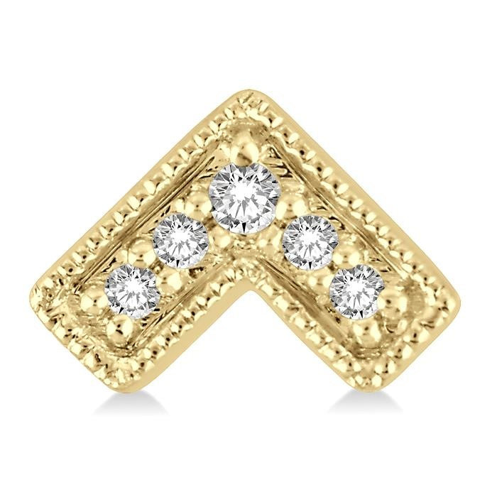 1/20 Ctw Inverted Chevron Round Cut Diamond Petite Fashion Earrings in 10K Yellow Gold
