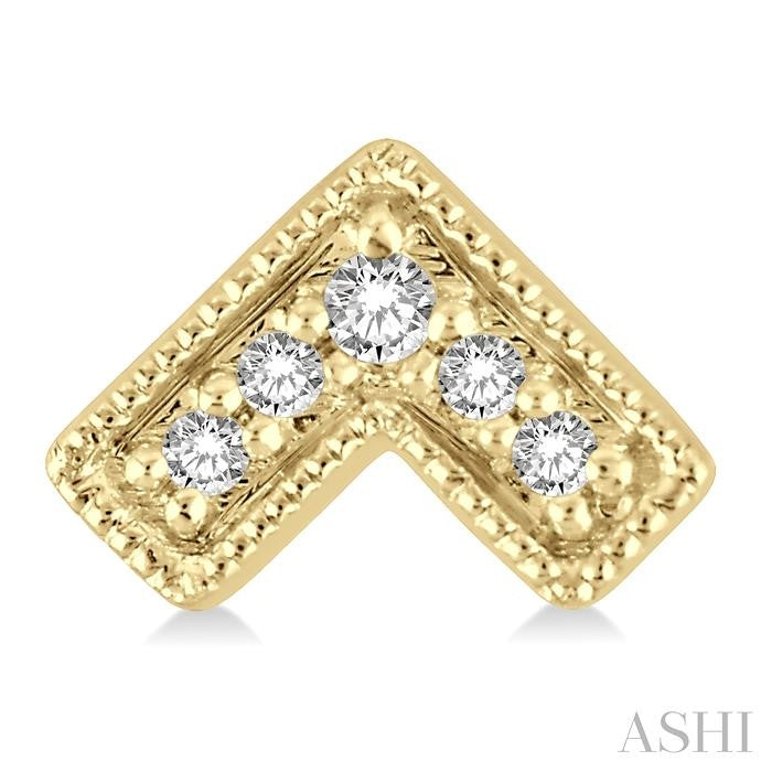 1/20 Ctw Inverted Chevron Round Cut Diamond Petite Fashion Earrings in 10K Yellow Gold
