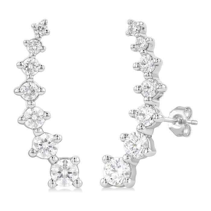 1 Ctw Round Cut Diamond Fashion Climbers in 14K White Gold