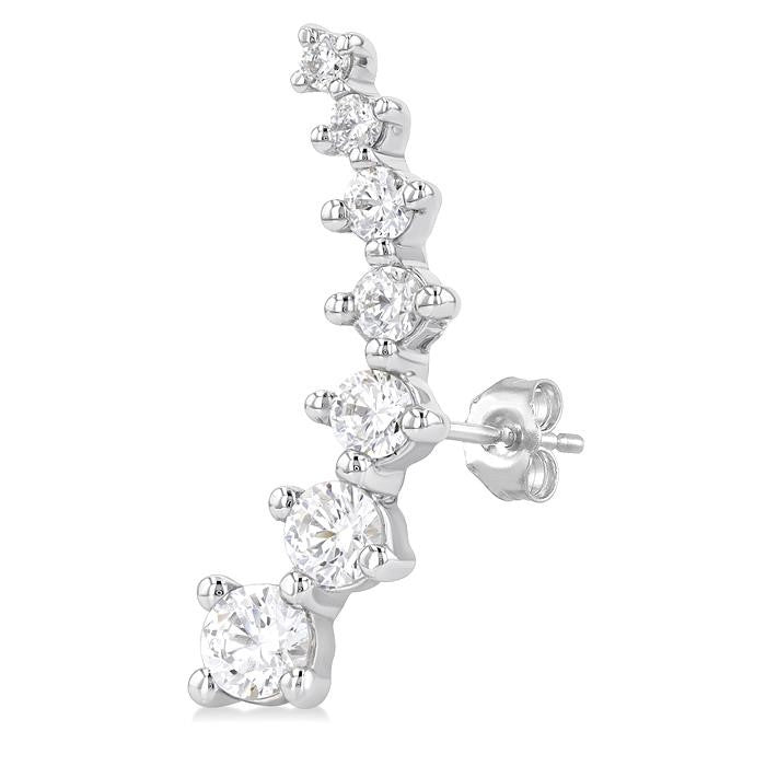 1 Ctw Round Cut Diamond Fashion Climbers in 14K White Gold