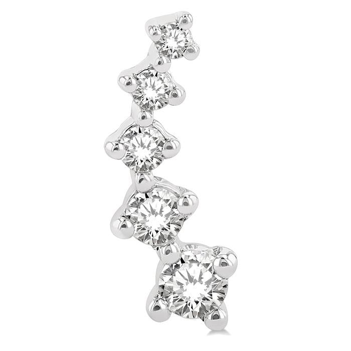 1/4 Ctw Round Cut Diamond Petite Fashion Climbers in 14K White Gold