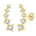1/4 Ctw Round Cut Diamond Petite Fashion Climbers in 14K Yellow Gold