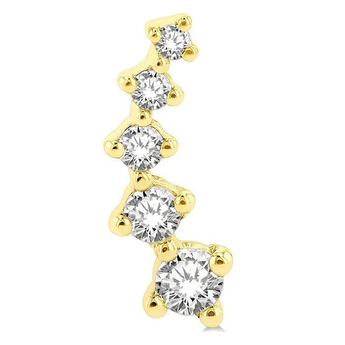 1/4 Ctw Round Cut Diamond Petite Fashion Climbers in 14K Yellow Gold