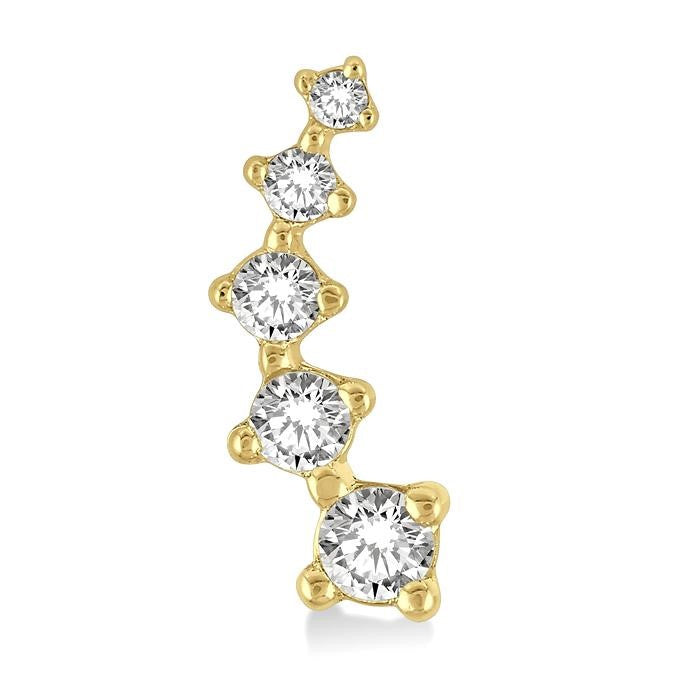 1/10 Ctw Round Cut Diamond Petite Fashion Climbers in 10K Yellow Gold