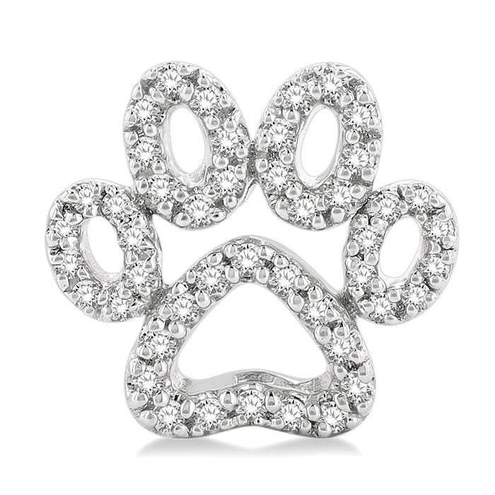 1/4 Ctw Petite Dog Paw Round Cut Diamond Fashion Stud Earrings in 10K White Gold