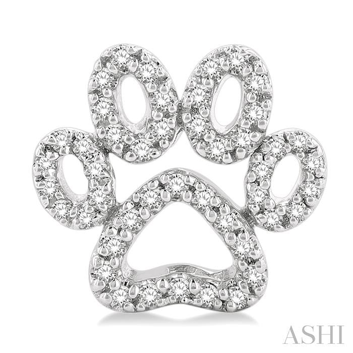1/4 Ctw Petite Dog Paw Round Cut Diamond Fashion Stud Earrings in 10K White Gold