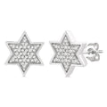 1/6 Ctw Petite Star of David Round Cut Diamond Fashion Stud Earrings in 10K White Gold