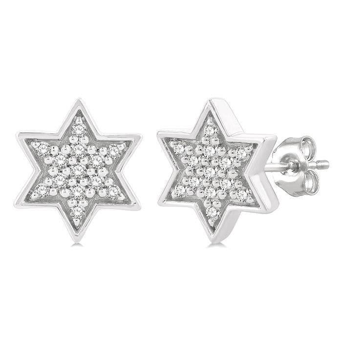 Star Of David Petite Diamond Fashion Earrings